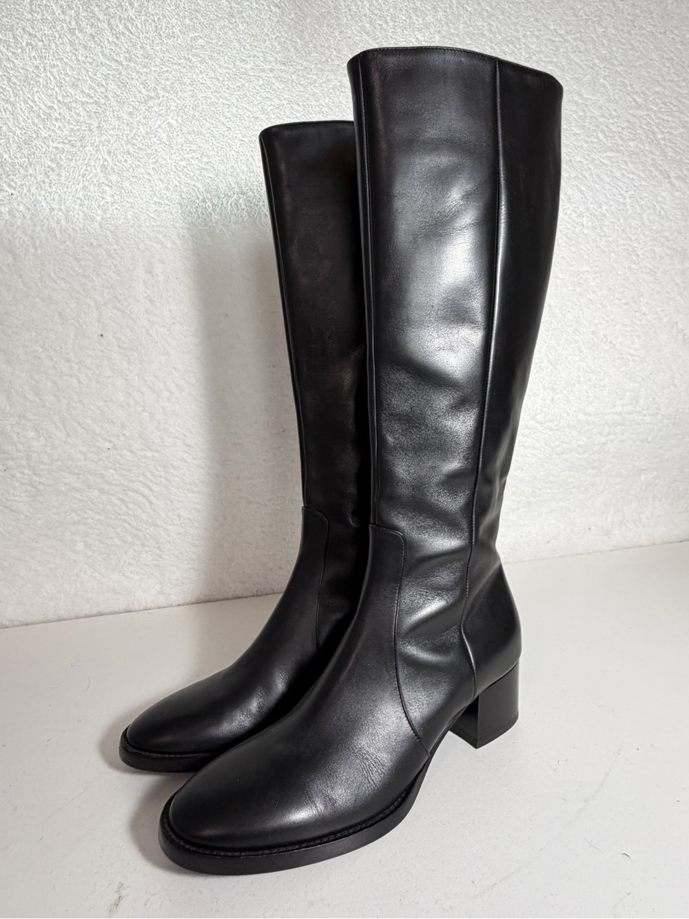 Gianvito Rossi Black Leather Knee High Block Heel Boots Women size 7 or Eu 36